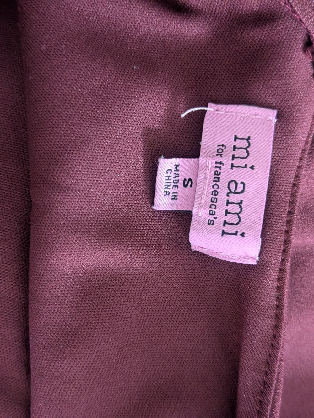 Mi Ami Francesca’s Burgundy Tie Shoulder Skater Mini Dress Size S - Picture 6 of 7